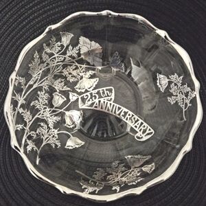 VINTAGE 25TH ANNIVERSARY DISH SILVER